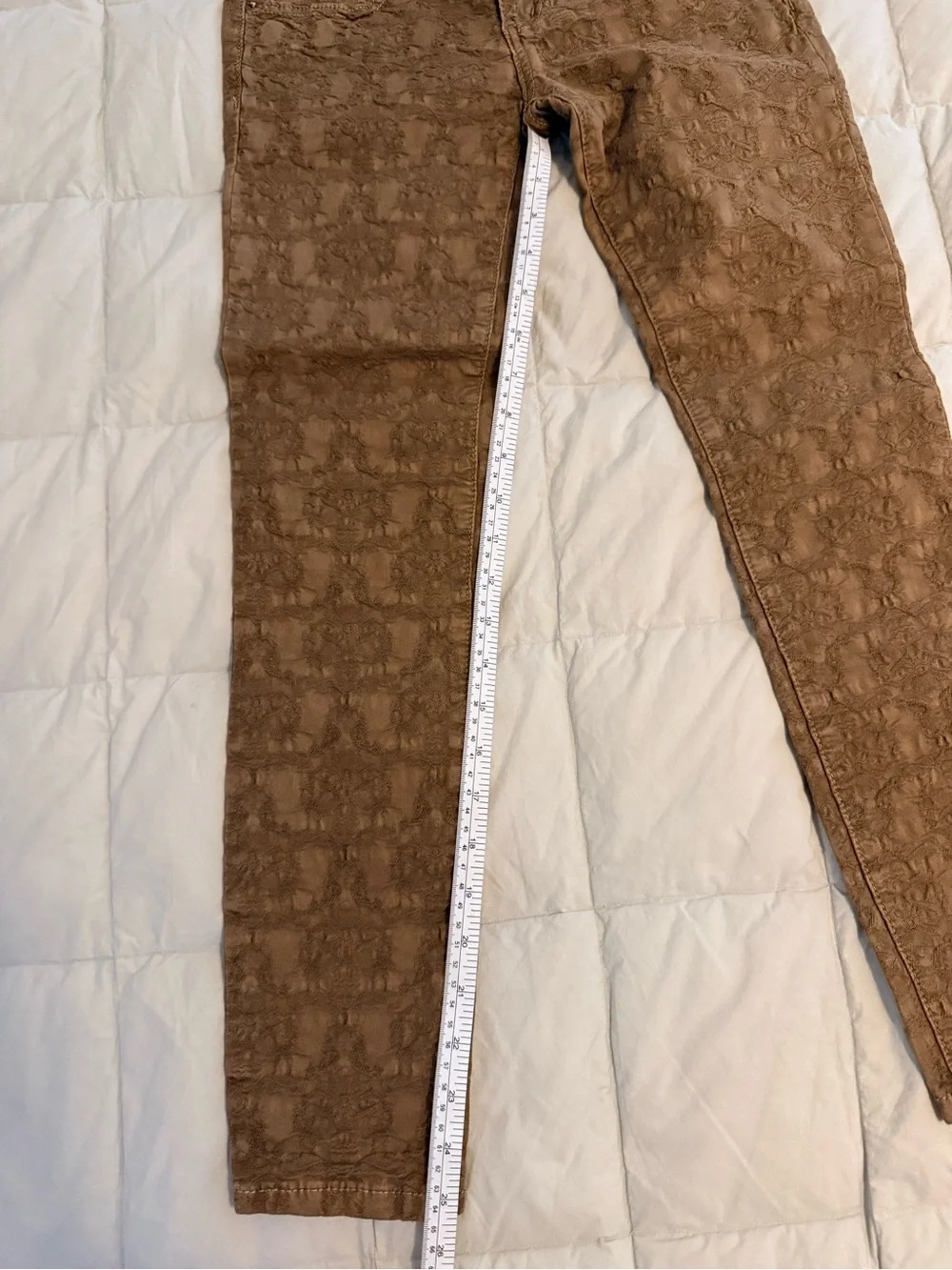 Free People Textured Jacquard Lace Skinny Jeans Brown size 25 / US size 2